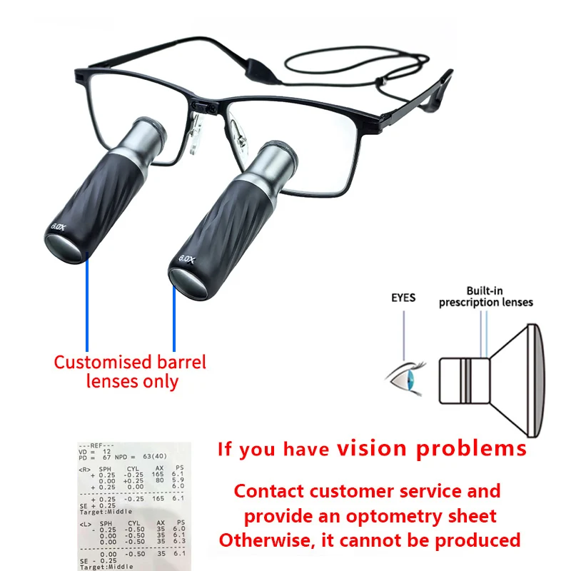 Ginghealy TTL Kepler 4X5X6X Surgical Prismatic Loupes with Metal Lens  IPD Myopia Glasses Titanium Frame