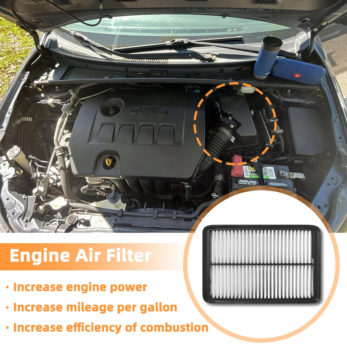 Auto-Motorluftfilter CA11259 Passend für Mazda 3 Sport 2012-2018, 6 2014-2021, CX-5 2013-2021, PE07-13-3A0A, PEAR-13-3A0, MGA49247 – Detail 2
