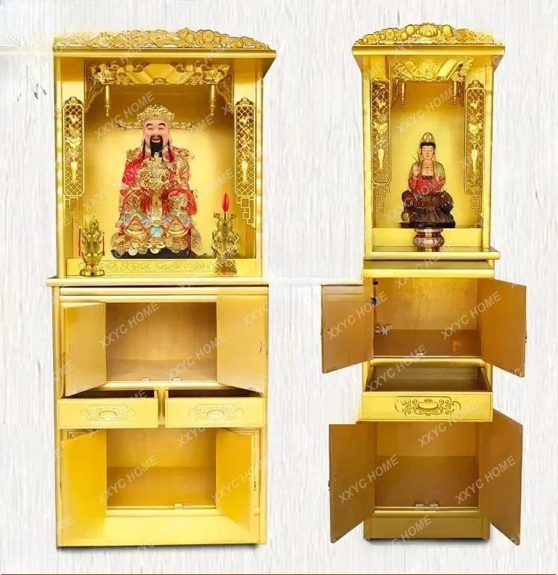 XX Chinese vertical cabinet solid wood Buddhist cabinet serving table Shentai God of Wealth household Shentai