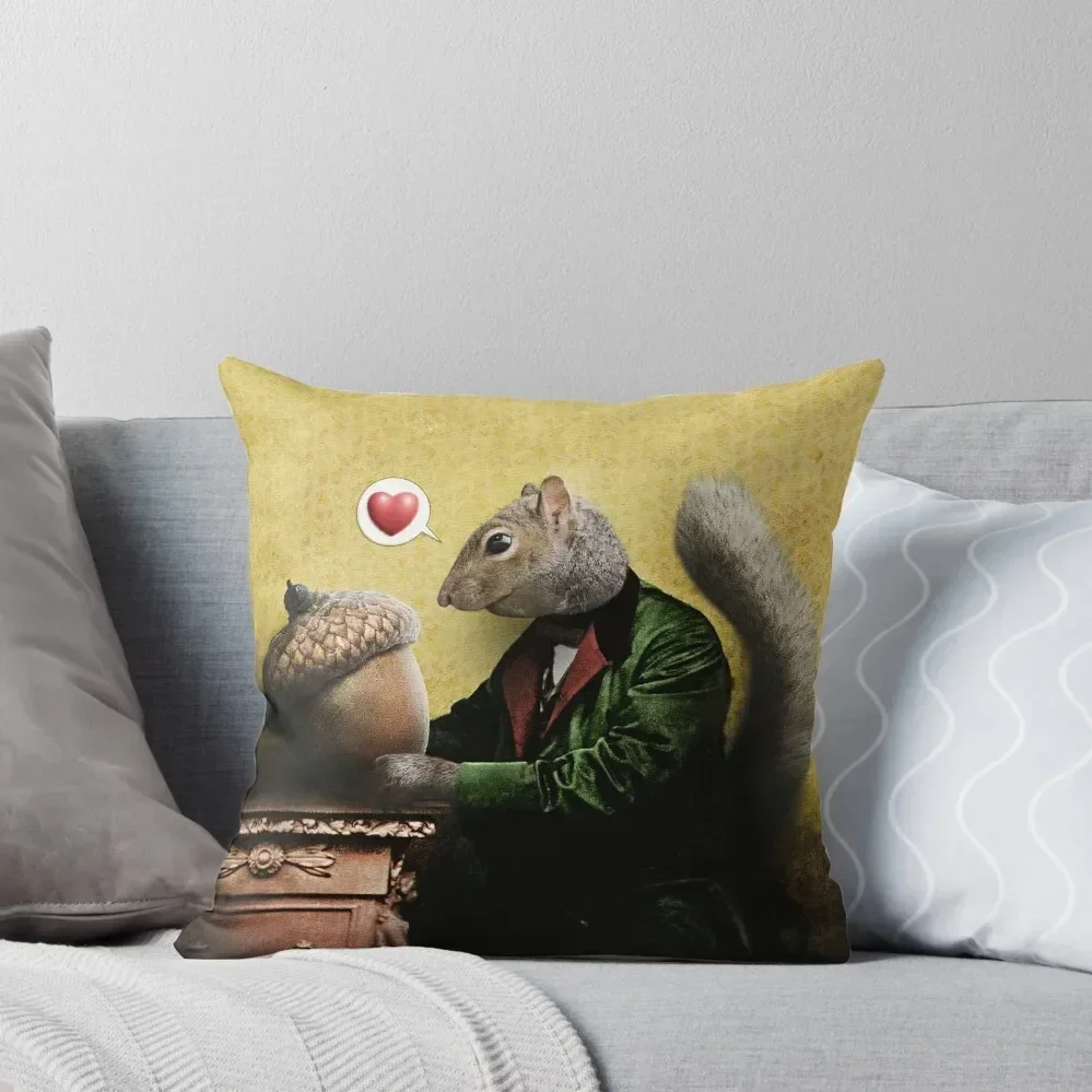 

Mr. Squirrel Loves His Acorn Throw Pillow luxury decor Cushions Home Decor pillow