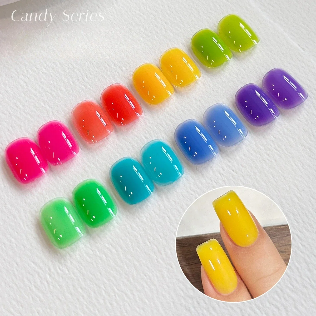 8Pcs Ice translucent Rainbow Color Nail Gel Polish Summer Nails Semi Permanent 15ml Soak off UV LED Green Gel Varnishes