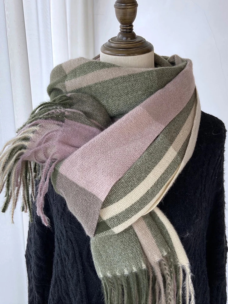 New Fashion Vintage Scarf Headscarf Winter Women Ladies Men Preppy Plaid Tassel Scarve Warm Pashmina Mujer Femme Male Wrap Shawl