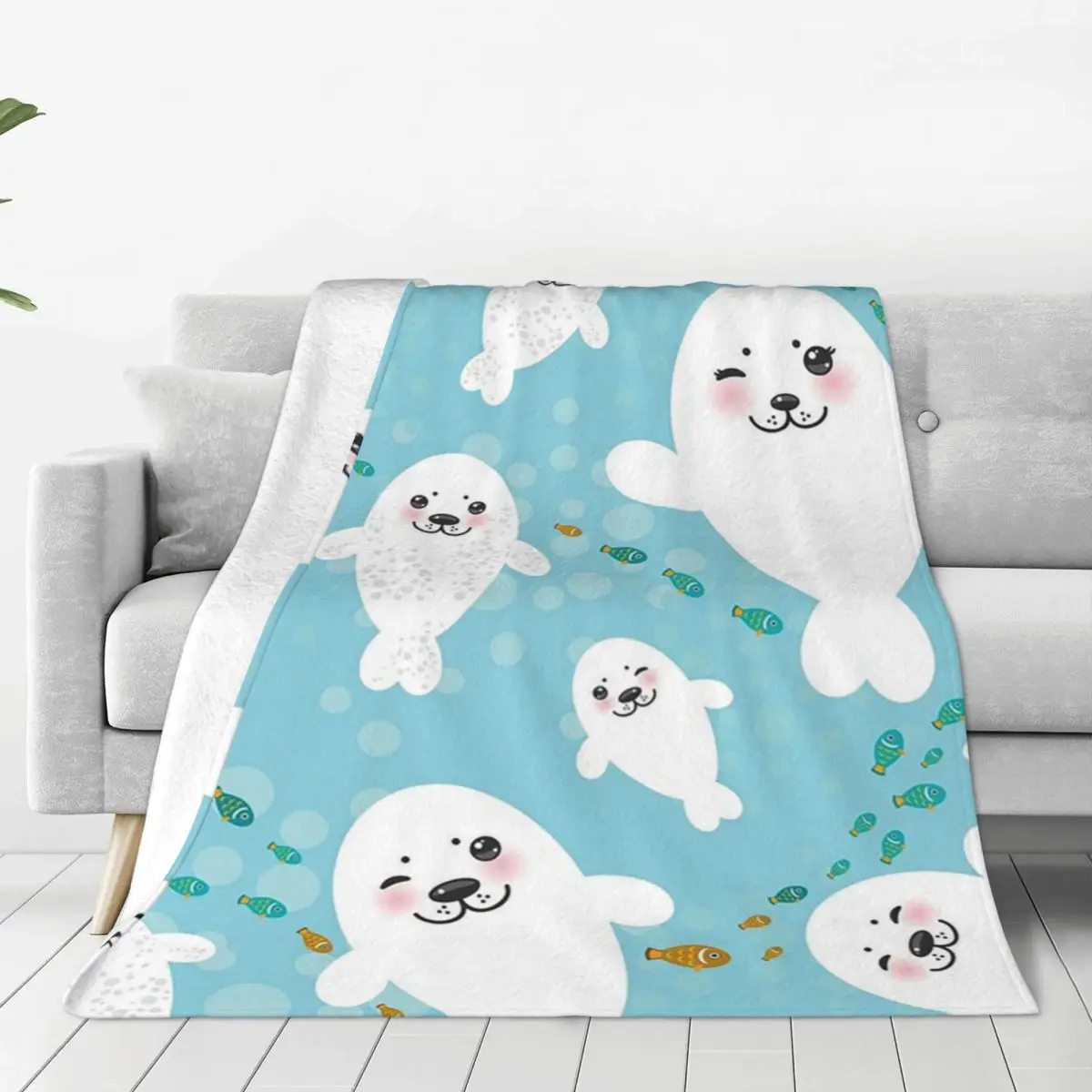 Little Seals (3) Blanket Soft Warm Flannel Throw Blanket Cover for Bed Living room Picnic Travel Home Sofa