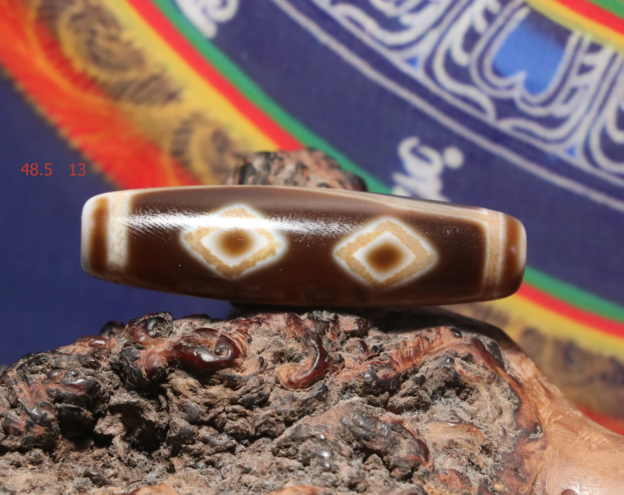 

AL Ultra Energy Tibetan Old Agate 2 Kingkong Eyed Tiger Tooth Fortune dZi Bead Pendant Amulet Big Treasure Timestown UPD21Asw