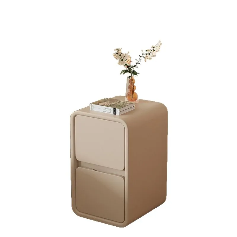 

Cream, bedside table, simple, modern, solid wood, leather
