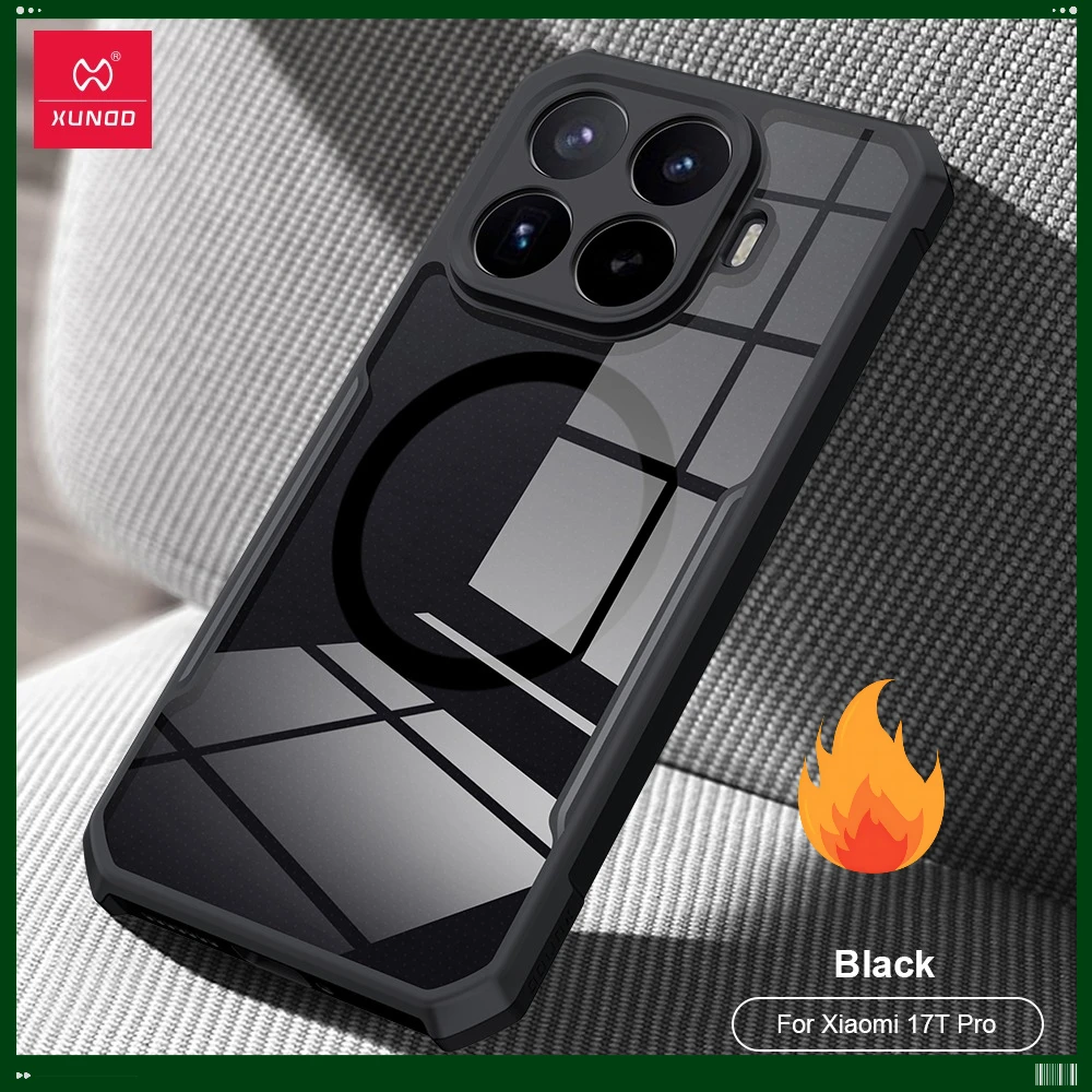 Xundd Case For Xiaomi 17T Pro Transparent Magnetic Shockproof Hard PC + Soft TPU Protection Phone Cover
