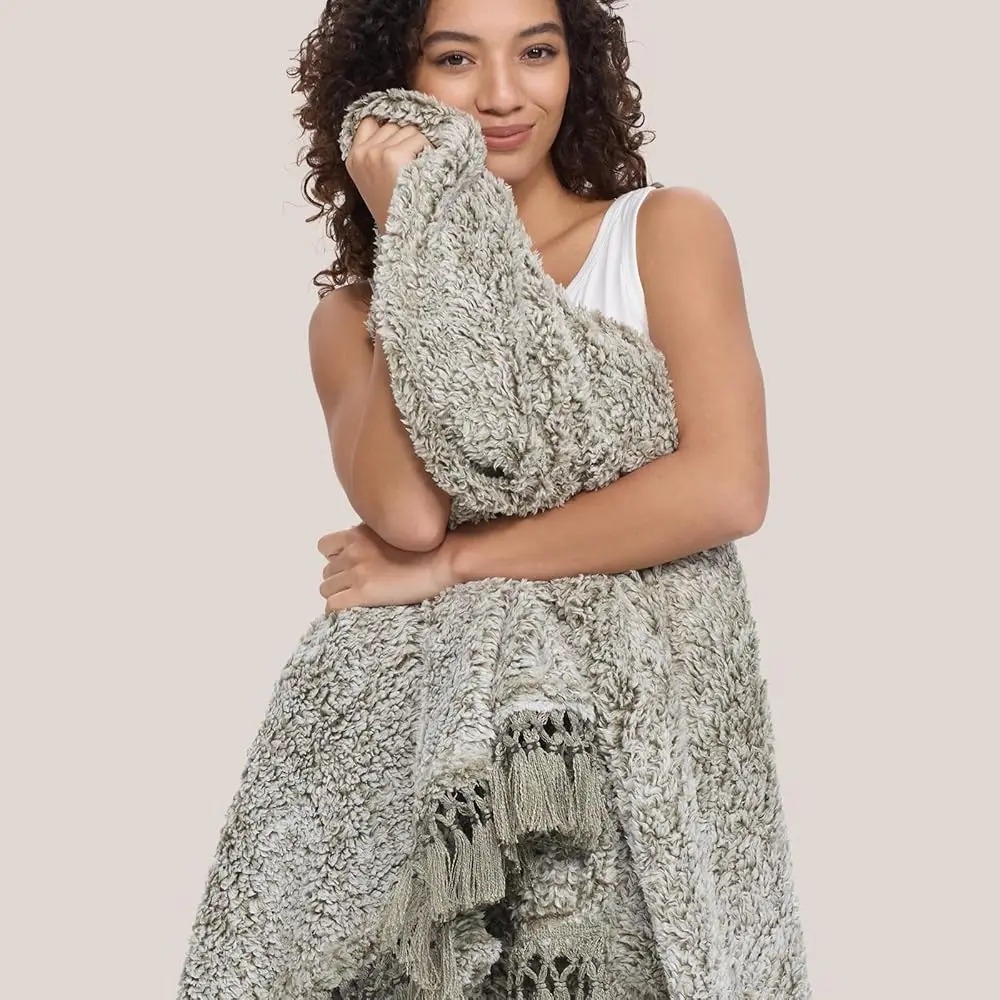 

Ultra Soft Cozy Sherpa Throw Blanket With Tassel, Light Weight Warm Decorative Boho Style Plush Throw Blanket Cover For Couch,