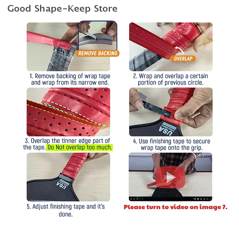 

Multi-color Pickleball Badminton Tennis Racket Overgrips Breathable Non-Slip PU Grip Tape Sweat Shock Absorption Stitching Grips