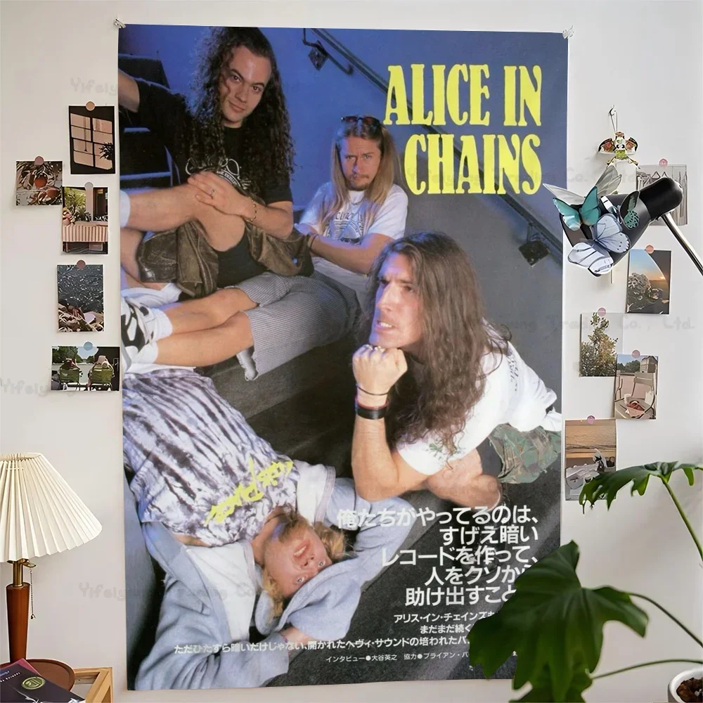 

Retro Music Alice In Chains Colorful Tapestry Wall Hanging Hippie Flower Wall Carpets Dorm Decor Wall Art Decor