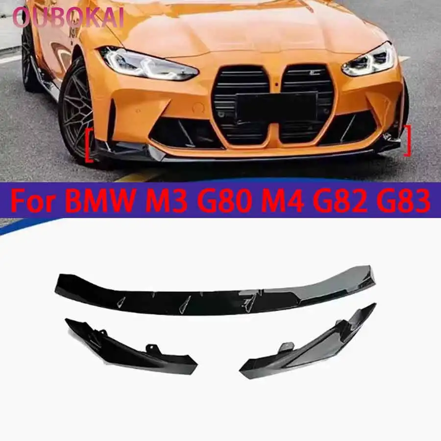 For BMW M3 G80 M4 G82 G83 Bright Black Front lip Car Front Bumper Diverter Spoiler Diffuser glossy black Front lip body kit