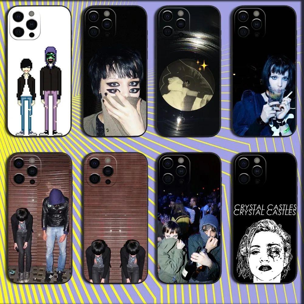 Music C-Crystal Castles Phone Case For iPhone 16,15,14,13,12,11,Pro,X,XS,Max,XR,Plus,Mini Soft Black Cover