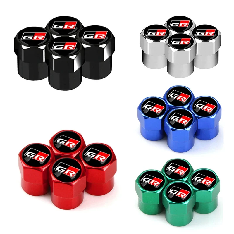 4Pcs Car Wheel Tire Valve Caps Air Stem For Toyota GR Sport Gazoo Racing RAV4 C-HR Corolla Yaris Avensis Tyre Plug Accessories