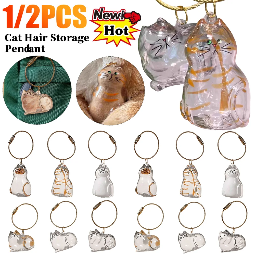 Katzenhaar-Aufbewahrungsflasche, Haustierfell, Andenken, Schlüsselanhänger zum Sammeln von Katzen- und Hundehaaren, transparente Flasche für Haustiergeschenke, transparentes Haar