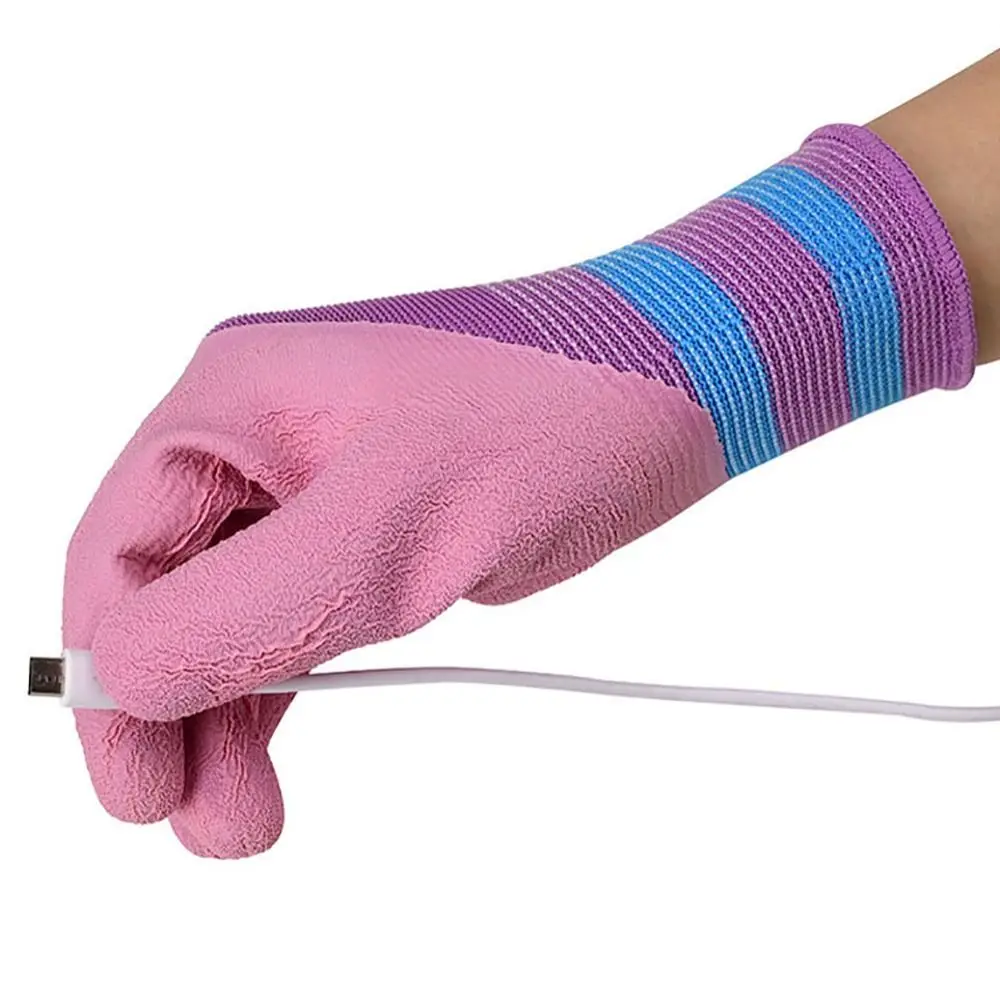 Durable Pink Working Gloves Latex 15 Needles Rubber Coated Glove Comfortable Flexible Protective Mittens Female