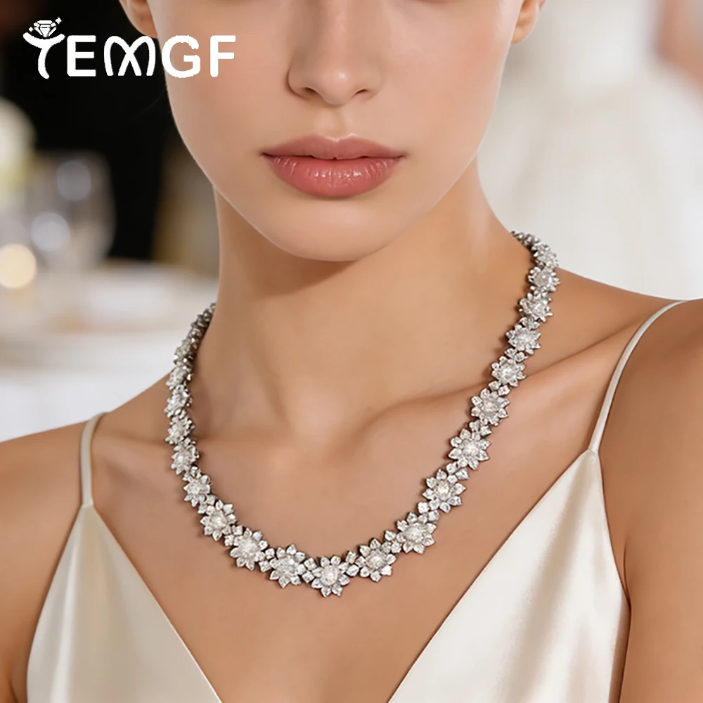 

TEMGF Full Moissanite Necklace GRA Certification S925 Sterling Silver for Women Wedding Banquet Luxury Sparkling Fine Jewelry