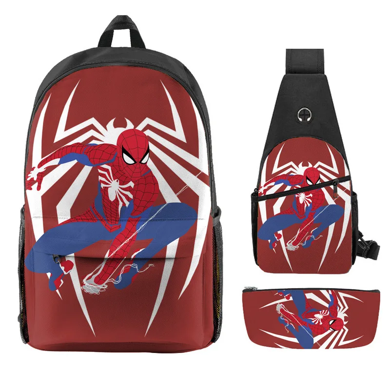 

2024 Spider Man Backpack Cartoon Anime Student Backpack Spider Man Reduced Burden Backpack Large Capacity Backpack