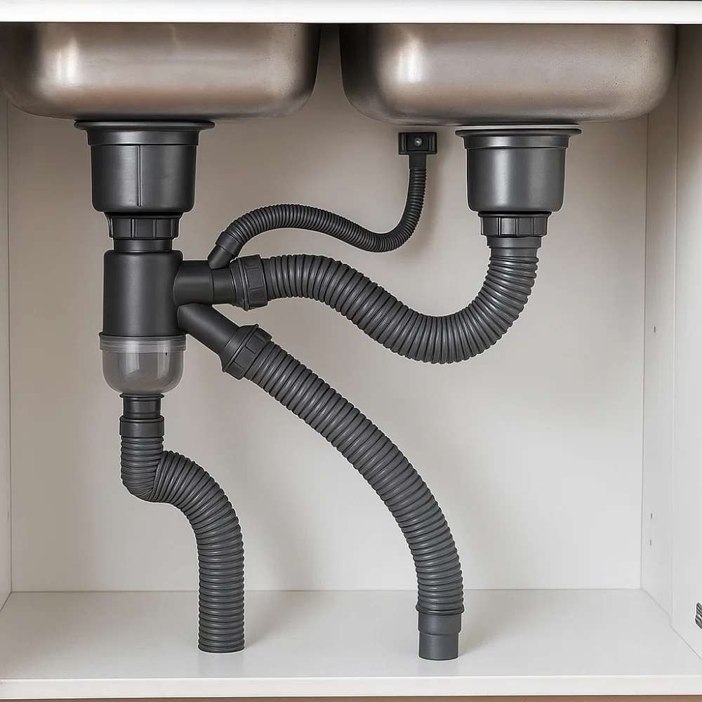 

Stainless Steel Double Sink Tube Water Blocking Anti-odor Kitchen Sink Drain Removable Deep Baske Thickened Pipe Wall