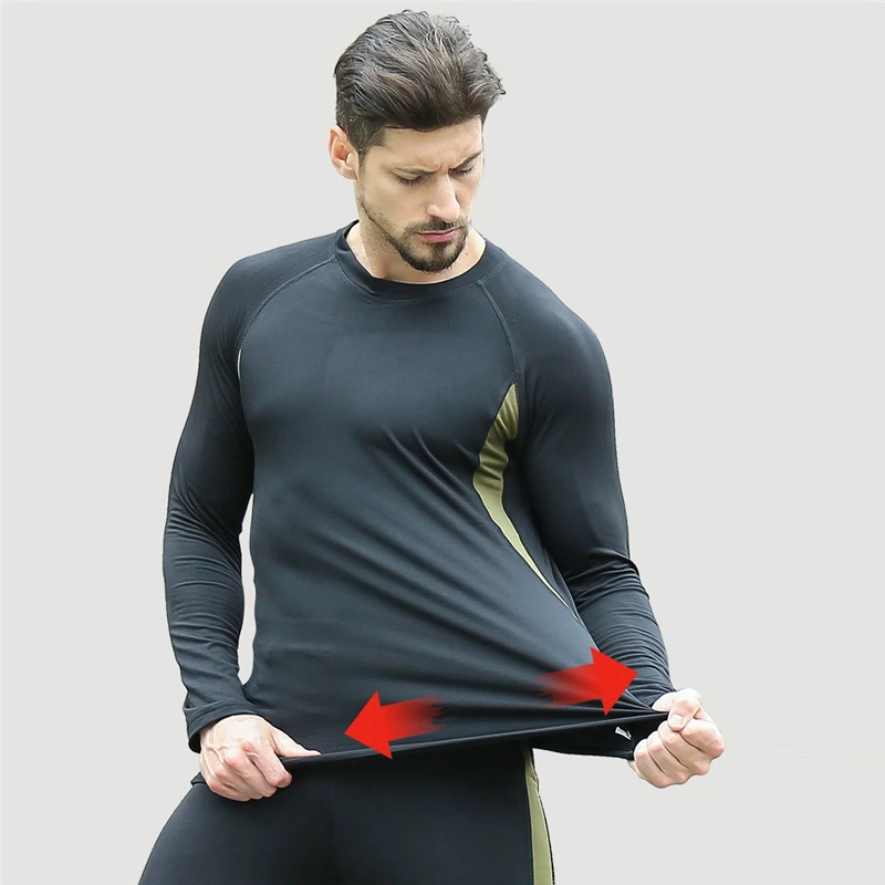 Winter Thermal underwear Men Base Layer Long Johns Thin Fleece Compression Sports Tight Shapewear Clothing size S to 3XL