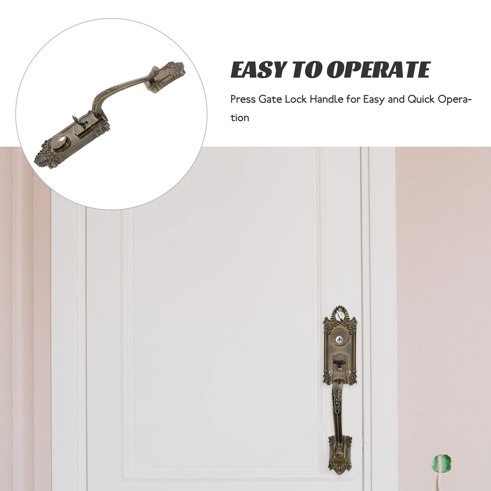 

Retro Door Lock Vintage Metal Handle Front Door Lock Security Safety Pull Outdoor Handles Cabinet Hardware