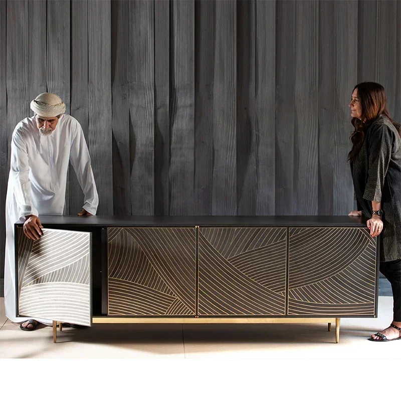 

American Light Luxury Solid Wood TV Cabinet Sideboard Cabinet Post-Modern Living Room TV Cabinet