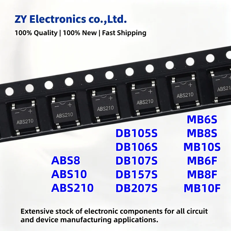 100PCS New MB8S MB6F DB157S DB207S DB107S ABS210 ABS8 MB10S DB105S MB8F MB10F MB6S DB106S ABS10 SOP-4