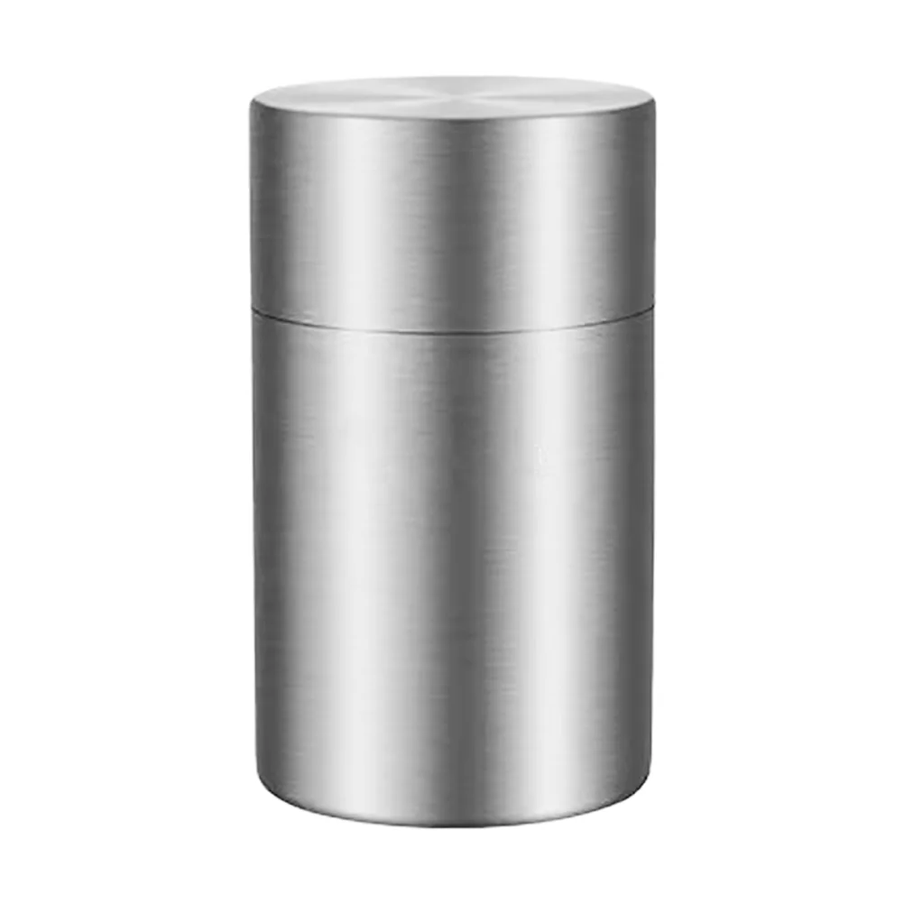 Cookie Jar Kitchen Canisters Double Lid Airtight Travel Storage Container Tin 12X8X8CM Tea Leaves Stainless Steel Silver Case