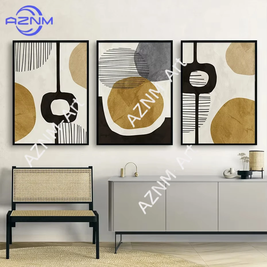 1/3pcs Triptych Minimalist Aesthetic Wall Art Abstract Geometric Lines Canvas Poster Prints Home Bedroom Living Room Decor