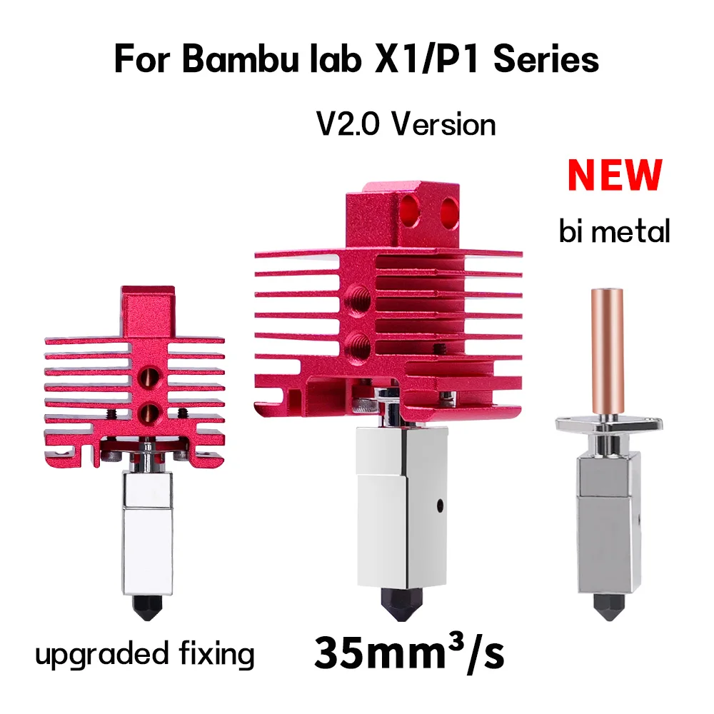 

For Bambu Lab Hotend Upgrade 2.0 Version nozzle bambulab Bi Metal Fit Bamboo Bambulabs X1 X1C P1P P1S hotend P1P Thermistor.