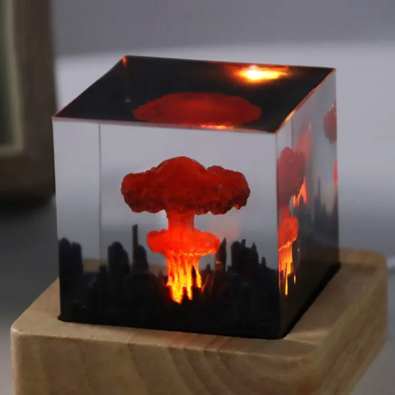 Resin atomic bomb explosion mushroom cloud night light ornament