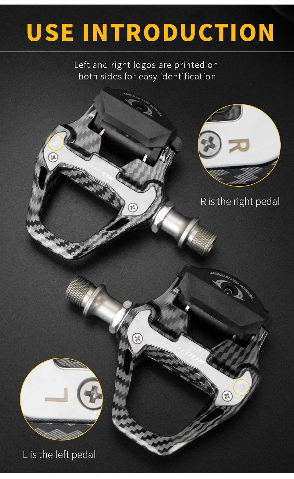 Pedales de carretera KOOTU de aluminio – LOOK KEO o SPD-SL Pedales de carretera KOOTU de aluminio – LOOK KEO o SPD-SL