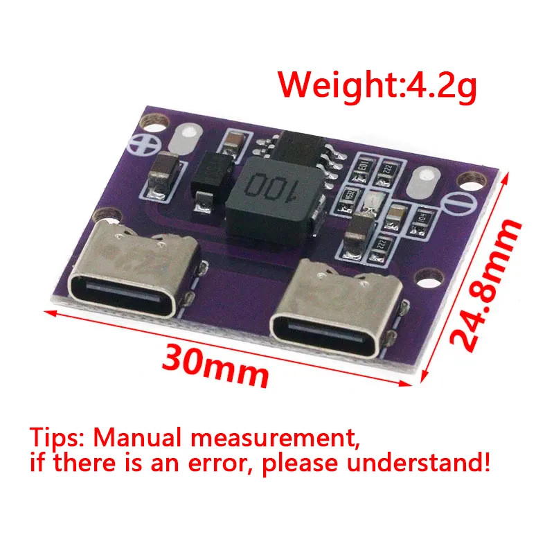 DC-DC 6V-36V to 5V 3A Step Down Module Buck Converter Dual Type-C USB Output With Working Indicator