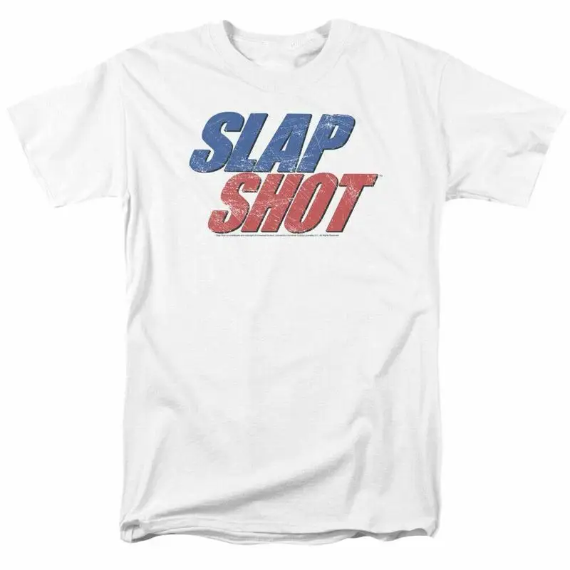 

Футболка с логотипом Slap Shot Blue and Read, мужская лицензированная футболка Reggie Joe, белая