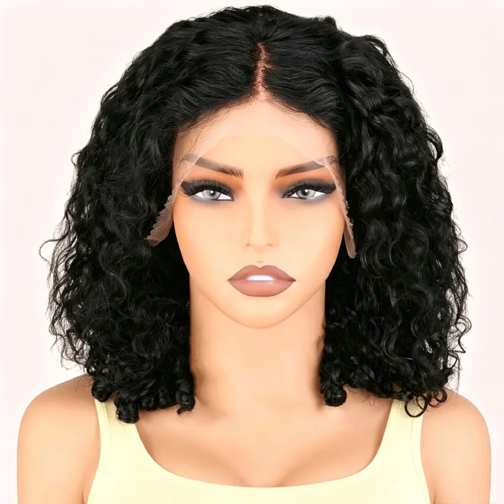 6 18 Inch Multi-Size Lace Frontal Burmese Curly Bob Wig Burmese Curly Human Hair Lace Front Bob Wig Colored Natural Wig