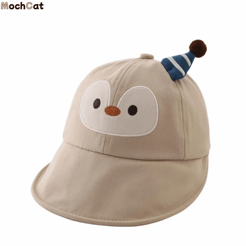 bone-de-beisebol-infantil-dobravel-com-estampa-de-pinguim-chapeu-de-sol-macio-e-ajustavel-com-aba-larga-respiravel-desenho-animado-protecao-para-bebes