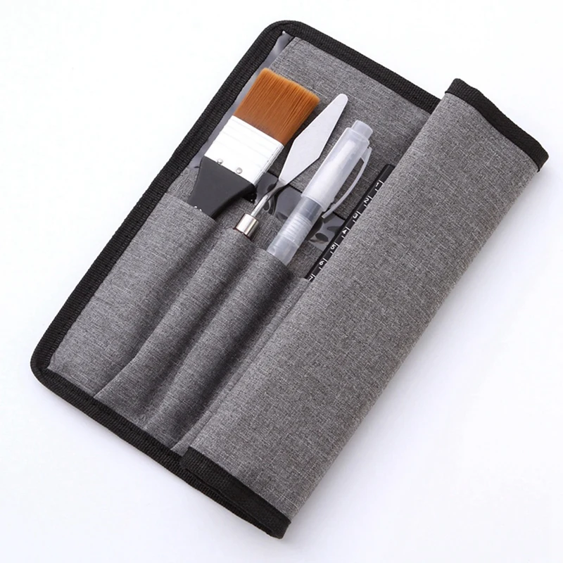 Pennello acrilico con custodia con coulisse, set di pennelli per artisti per tela ad acquerello ad olio acrilico