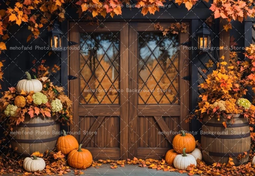 Mehofond Autumn Pumpkin Harvest Maple Leaf Sunflower Photography Background Kid's Family Thanksgiving Portrait Photo Studio