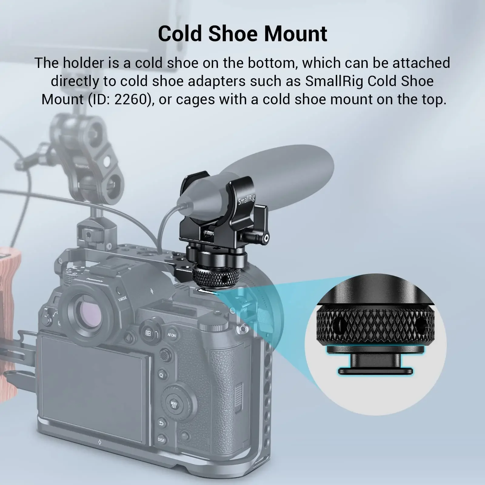 SmallRig Shotgun Microphone Support with Cold Shoe With 19-25mm Diameter Microphone Shock Clamp Holder -  BSM2352