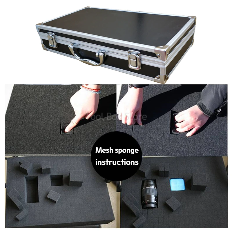 Aluminum Tool Case Portable Tool Box Organizer Safety Equipment Instrument Case Suitcase Outdoor Aluminum Hard Case Toolbox