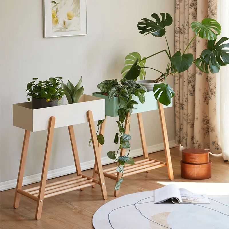 

Floor-to-ceiling indoor Japanese-style living room flower pot bracket balcony plant placement rack green dill potted flower rack