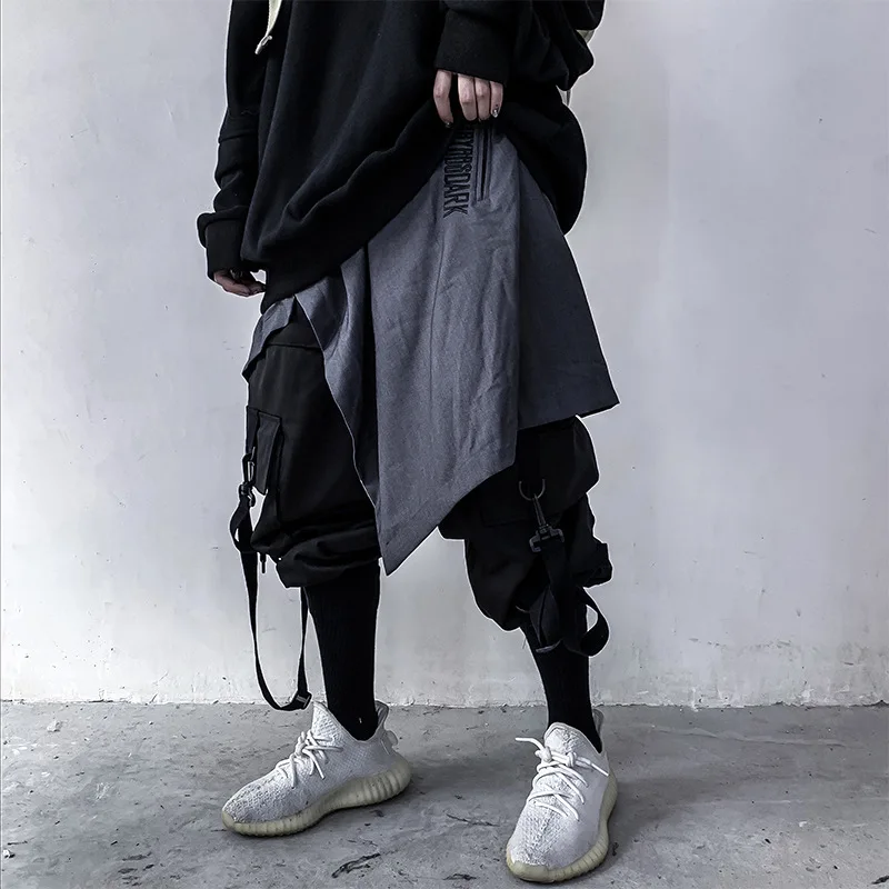 2023 Techwear Punk Hip Hop Irregular Waist Skirt Harajuku Street Dance Pantskirt Fashion Waist Decoration Culotte For Men Women