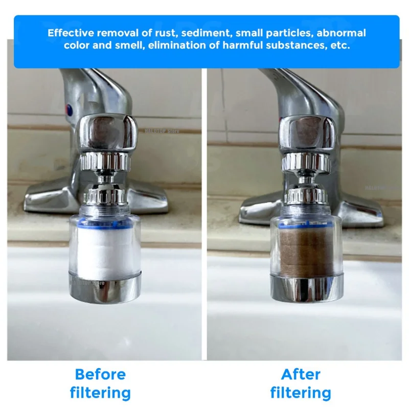 Kitchen Water Tap Faucet Pressurized Bubbler Filter Remove Chlorine Heavy Metals Basin Extender Hard Water Filtration Purifier