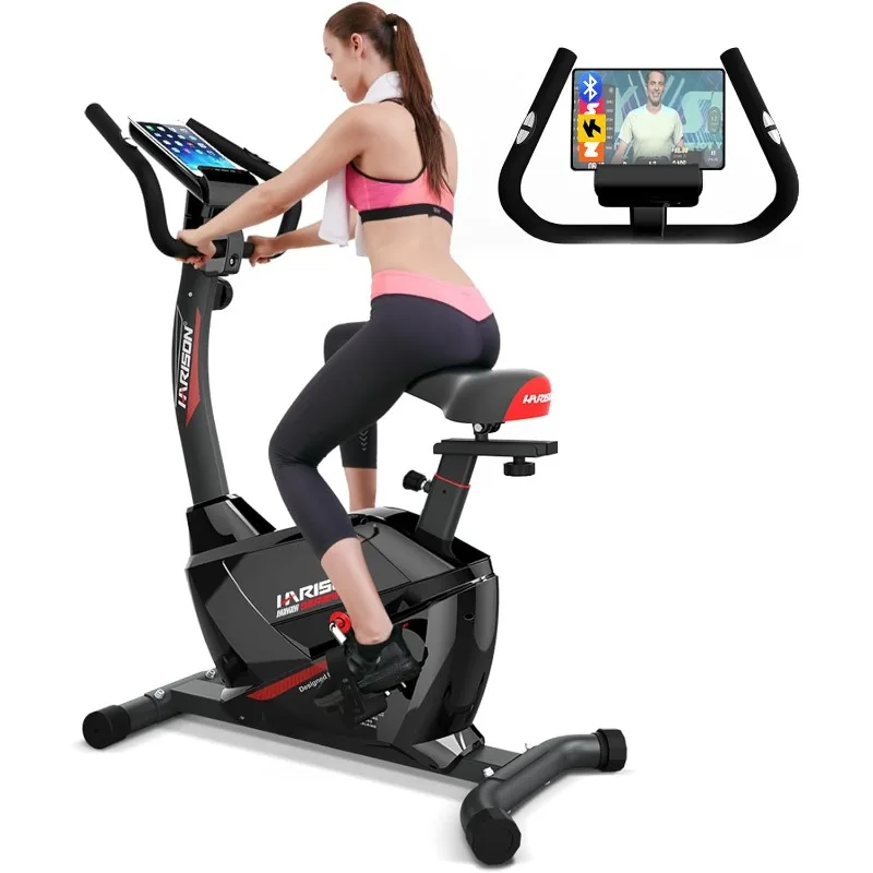 

Magnetic Exericse Bike with Bluetooth, Upright Exercise Bike Stationary Bikes for Home 350 Lbs Capacity Bicicleta Spinning