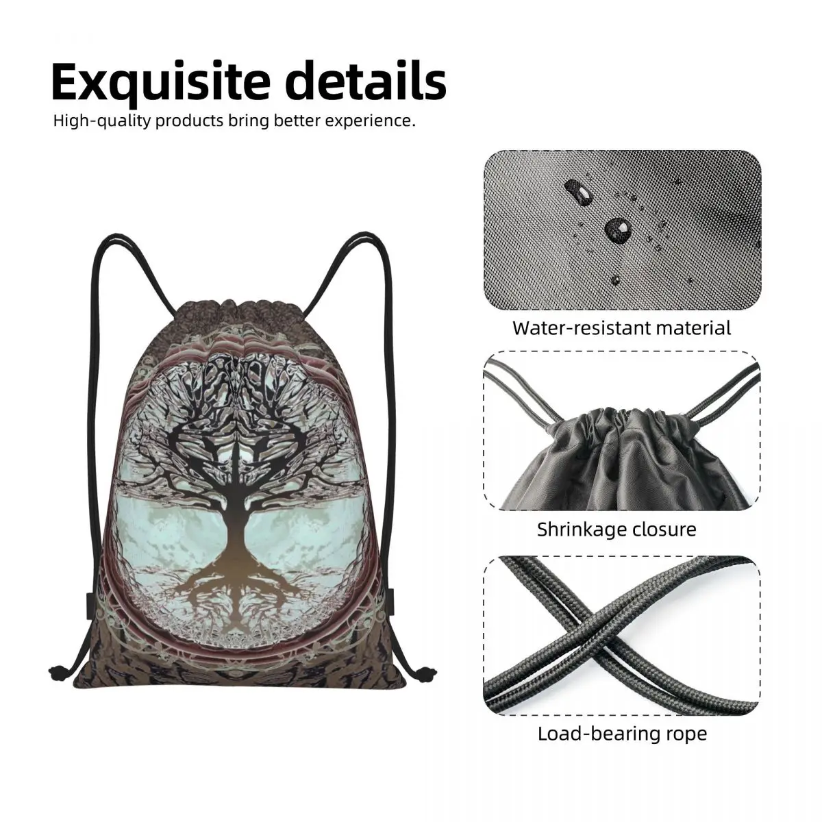 Tree Of Life Inner Peace Drawstring Backpack Women Men Gym Sport Sackpack Foldable Norse Yggdrasil Shopping Bag Sack