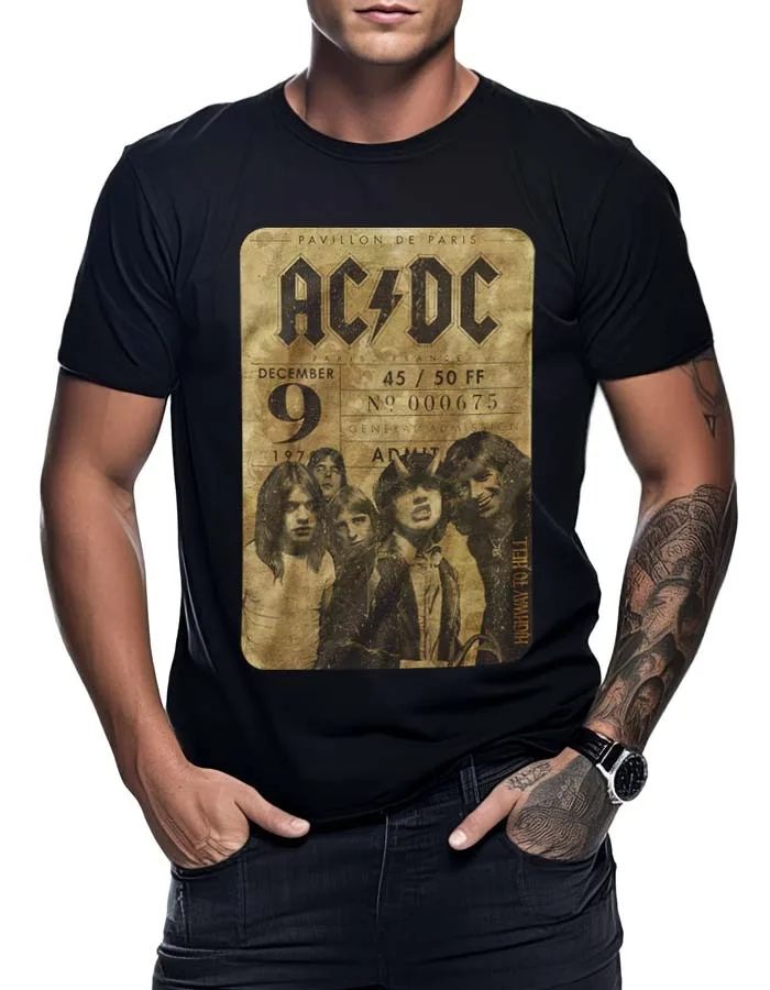 ACDC Highway To Hell T-Shirt hommes et femmes à manches courtes marque de luxe T-shirt rétro Hip Hop surdimensionné hauts été Streetwear
