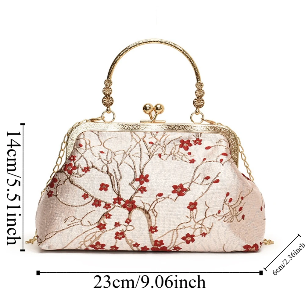 Sluiting Frame Borduren Chinese Stijl Handtas Luxe Portemonnee Hanfu Shell Handtas Grote Capaciteit Polyester