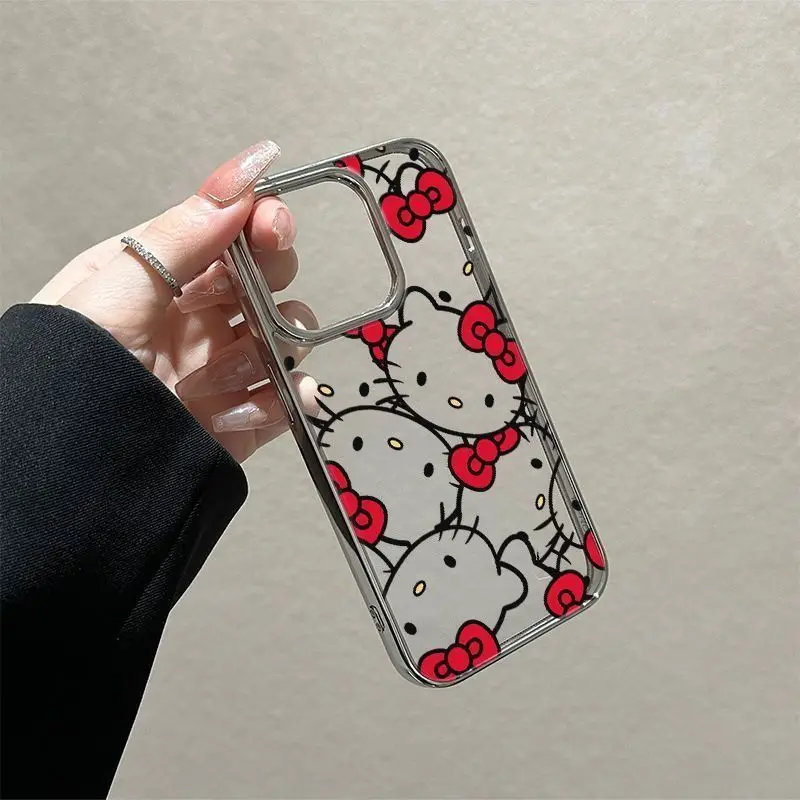 Plný obrazovka KT kocour ahoj kočička sanrio telefon pouzdro pro iPhone 16 15 14 13 PRO maxi 11pro 12 13 PRO X XS XR 7 8 plus dar y2k zakrýt