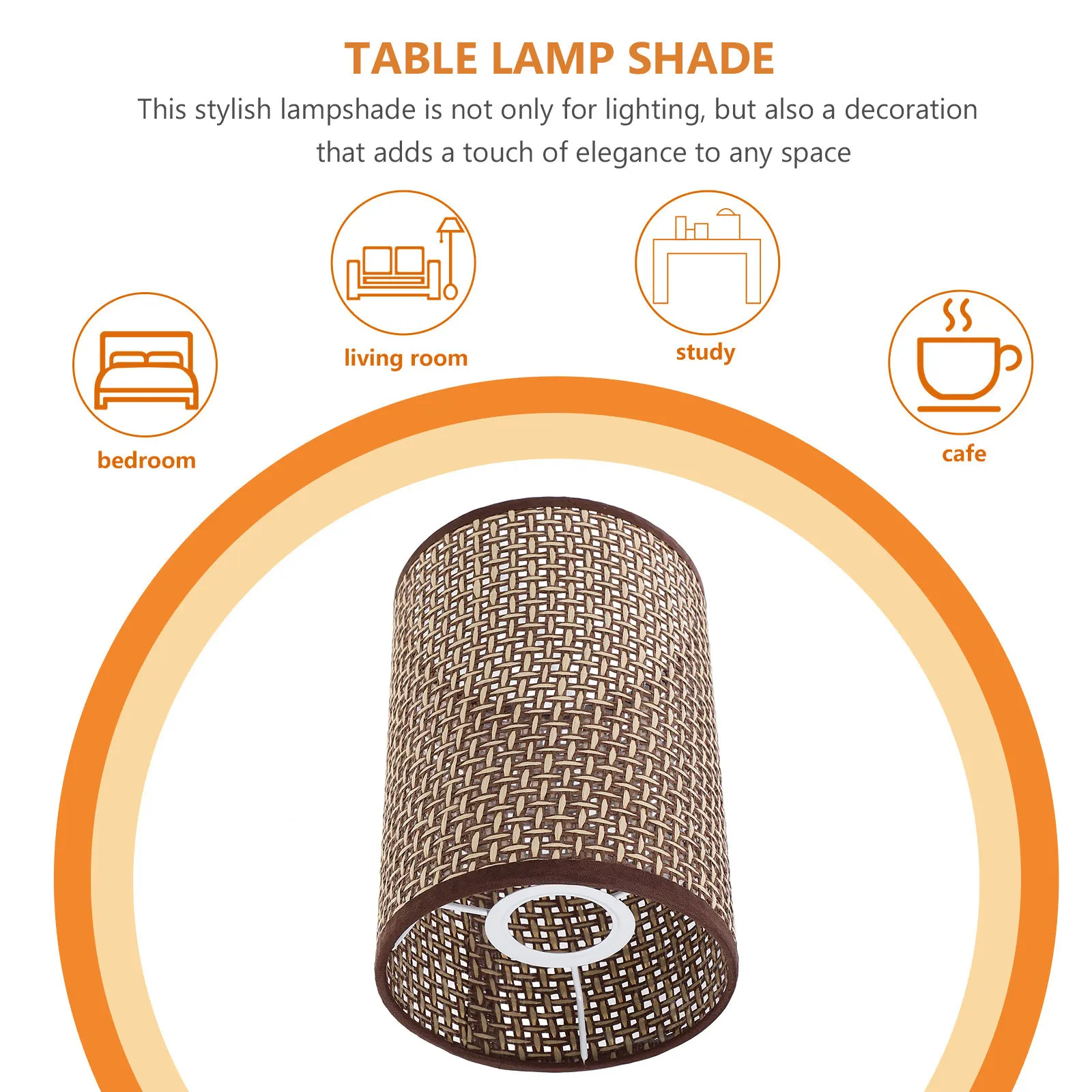 Rattan Lamp Shade Replacement for Table Lamp E14 E27 Base Rustic Woven Drum Lampshade Natural Rattan Cover for Home Decor