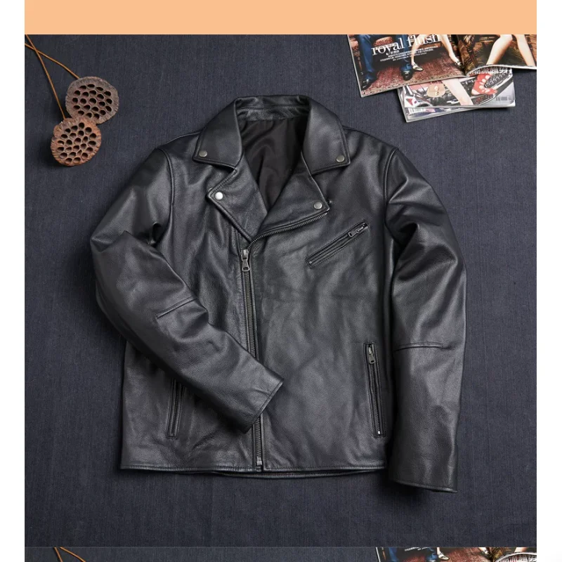 Heavy Industry Handmade Old American Retro Men's Genuine Leather Jacket
