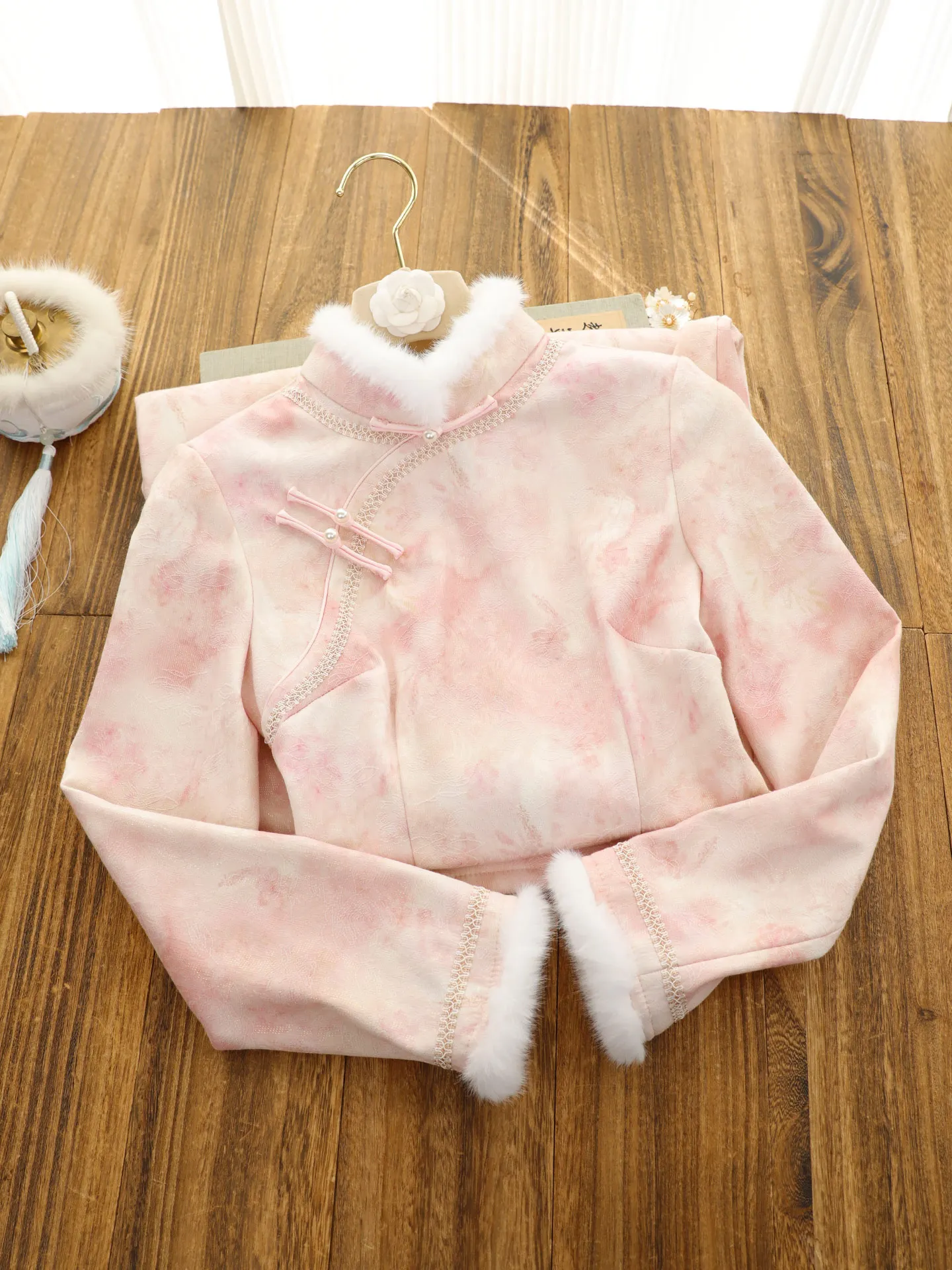 

Женское теплое платье-ципао с воротником-стойкой Ele Young, в китайском стиле, очаровательное, розового цвета, для повседневной носки