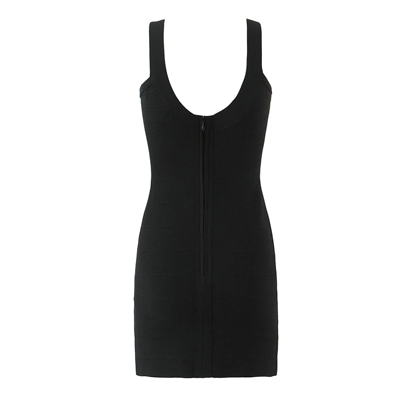 Yenkye elegante preto vinho vermelho bodycon mini vestido de malha para mulheres voltar zíper sem costas o pescoço tanque ajuste magro vestidos sexy